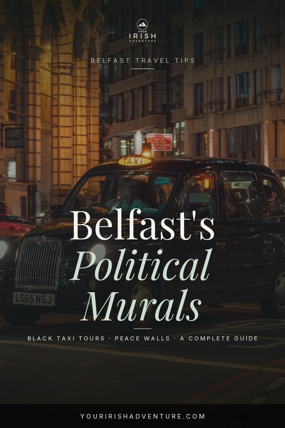 Colorful political street mural in Belfast Northern Ireland with painted portraits and slogans