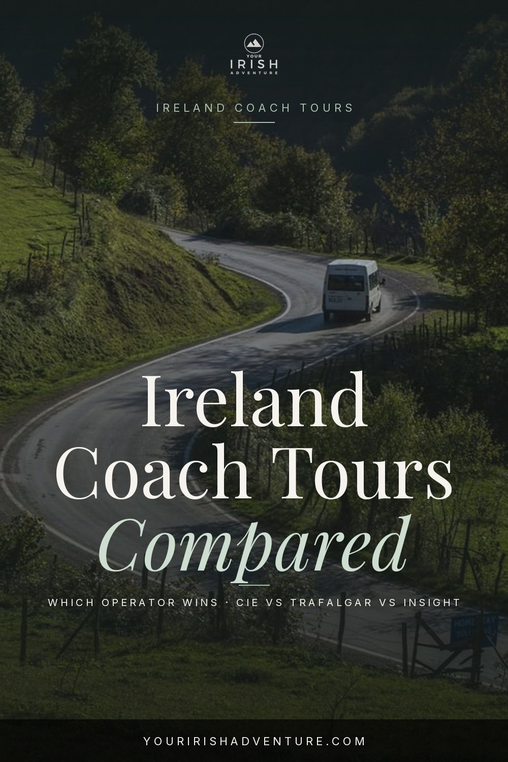 Winding road through green Connemara scenery on a coach tour route in Ireland