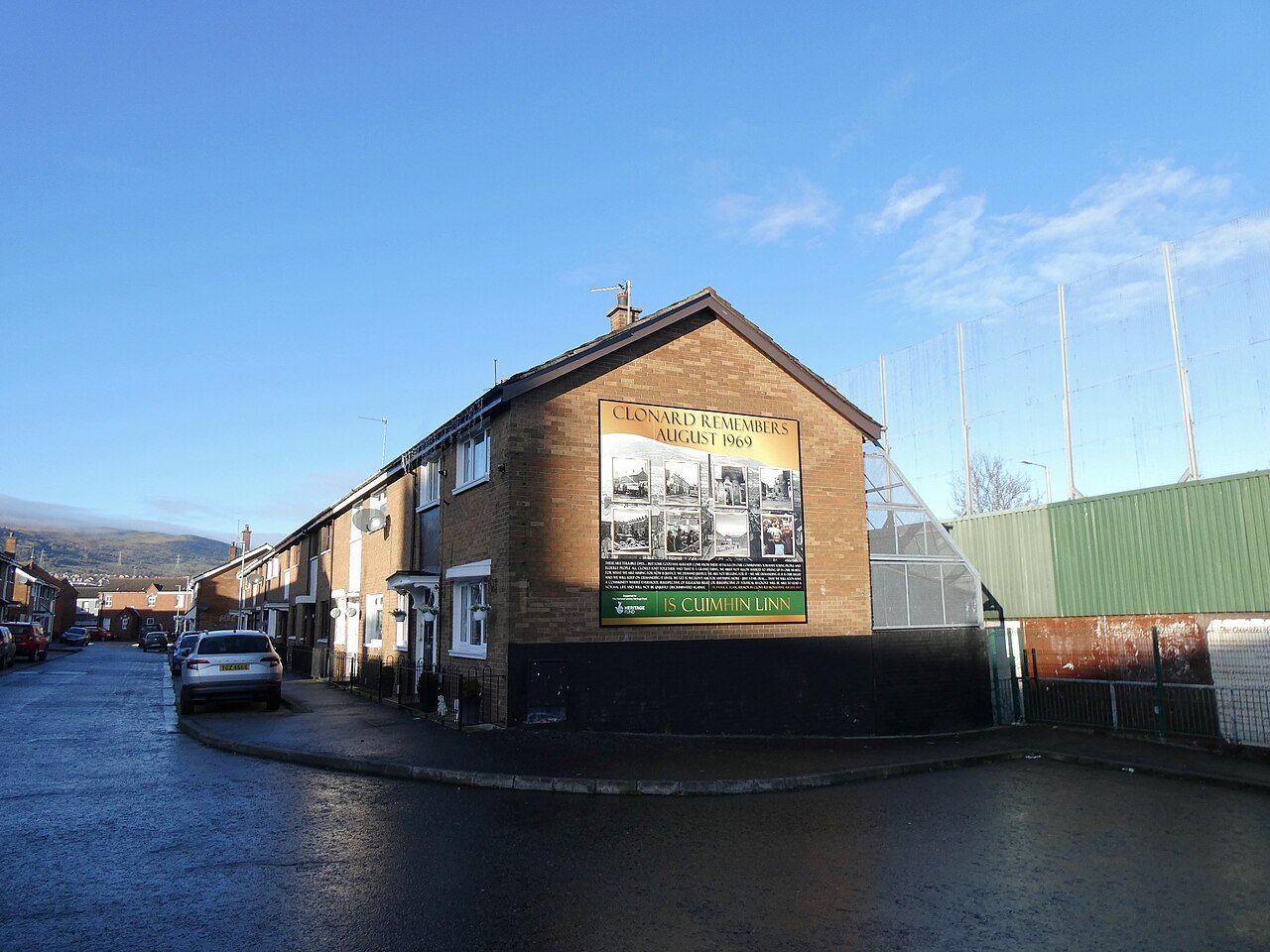 Bombay Street in West Belfast beside the peace wall