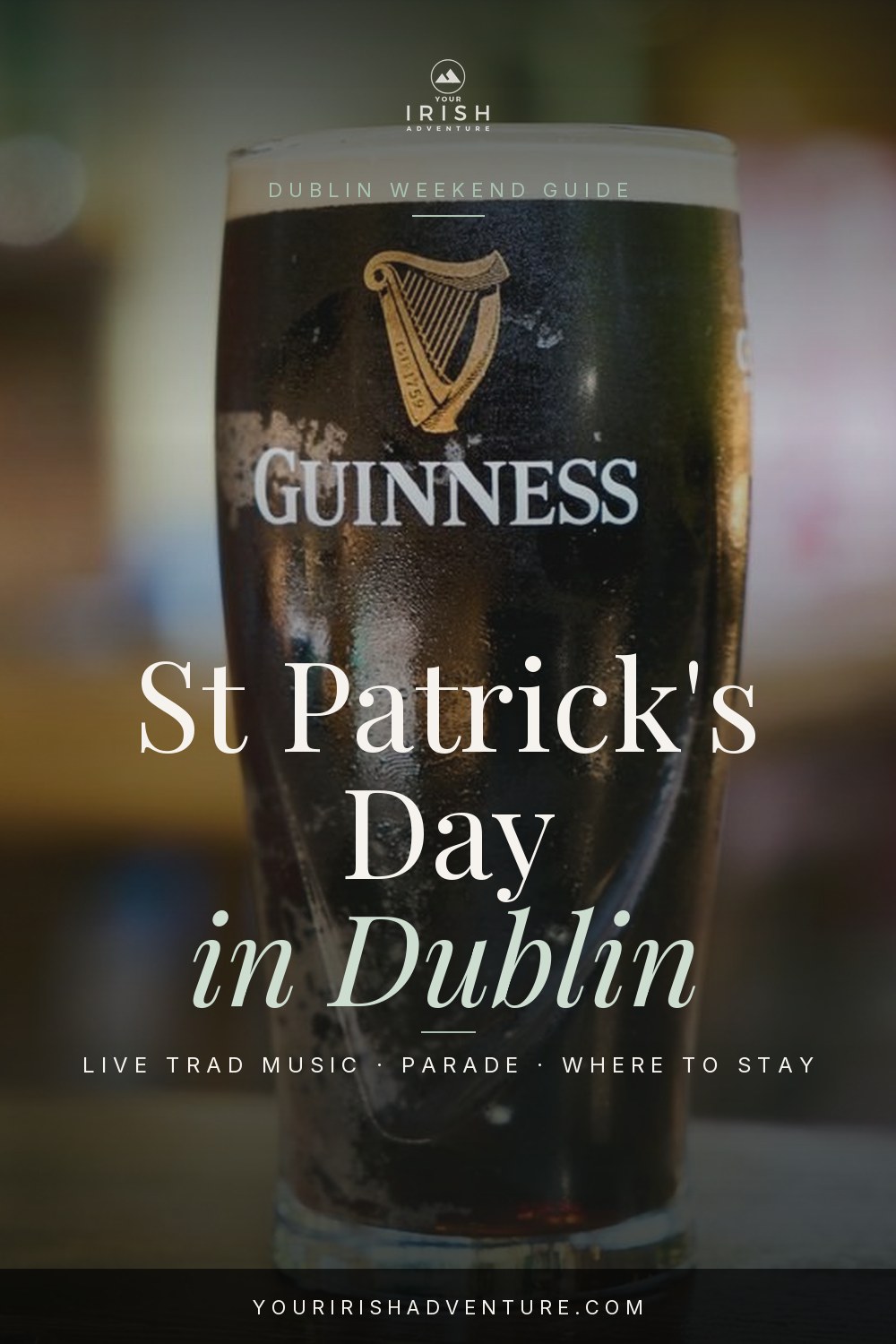 Musicians playing live traditional Irish music in a Dublin pub during St Patrick's weekend