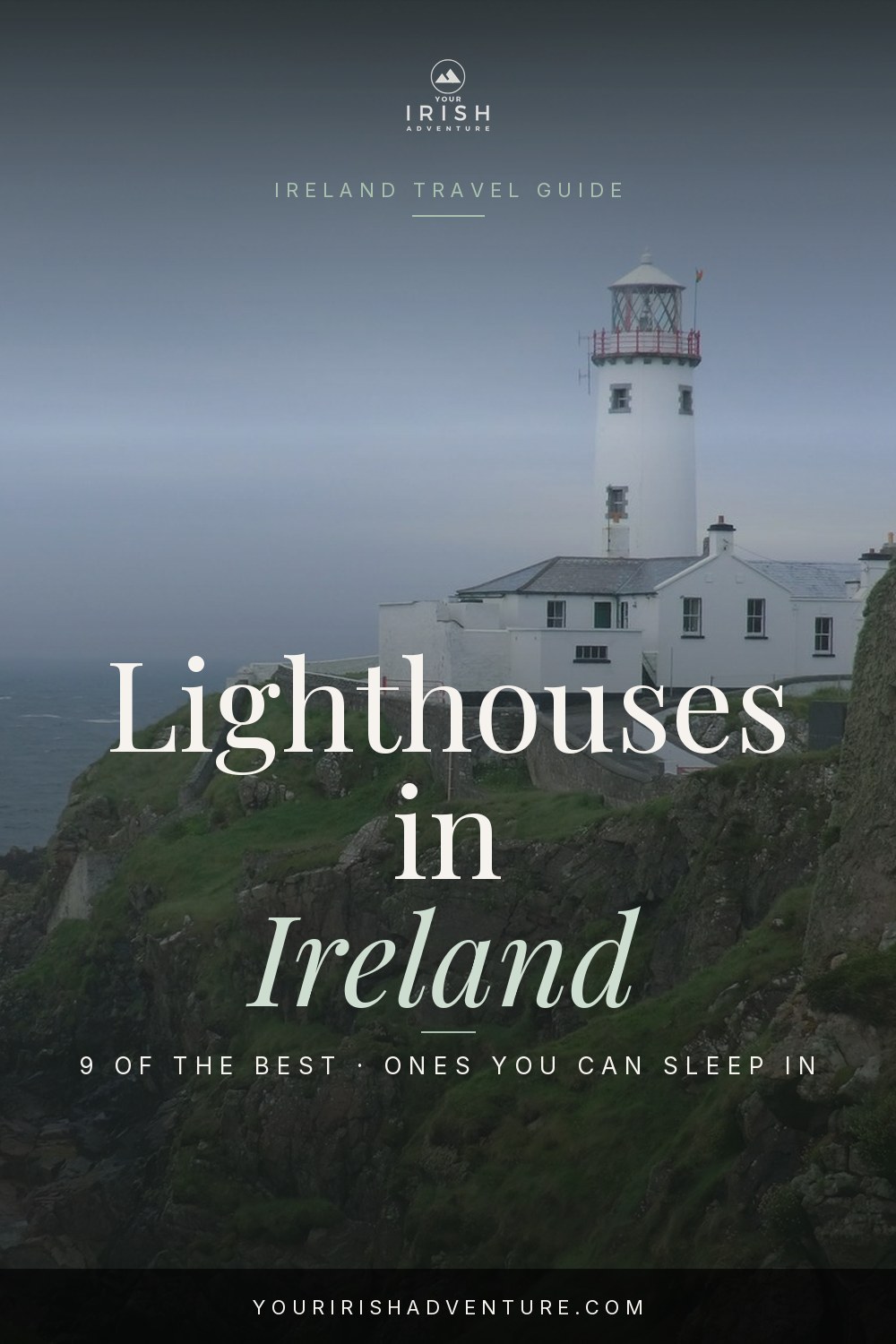 Whitewashed clifftop lighthouse on the Irish coast, part of a guide to 9 lighthouses to visit in Ireland