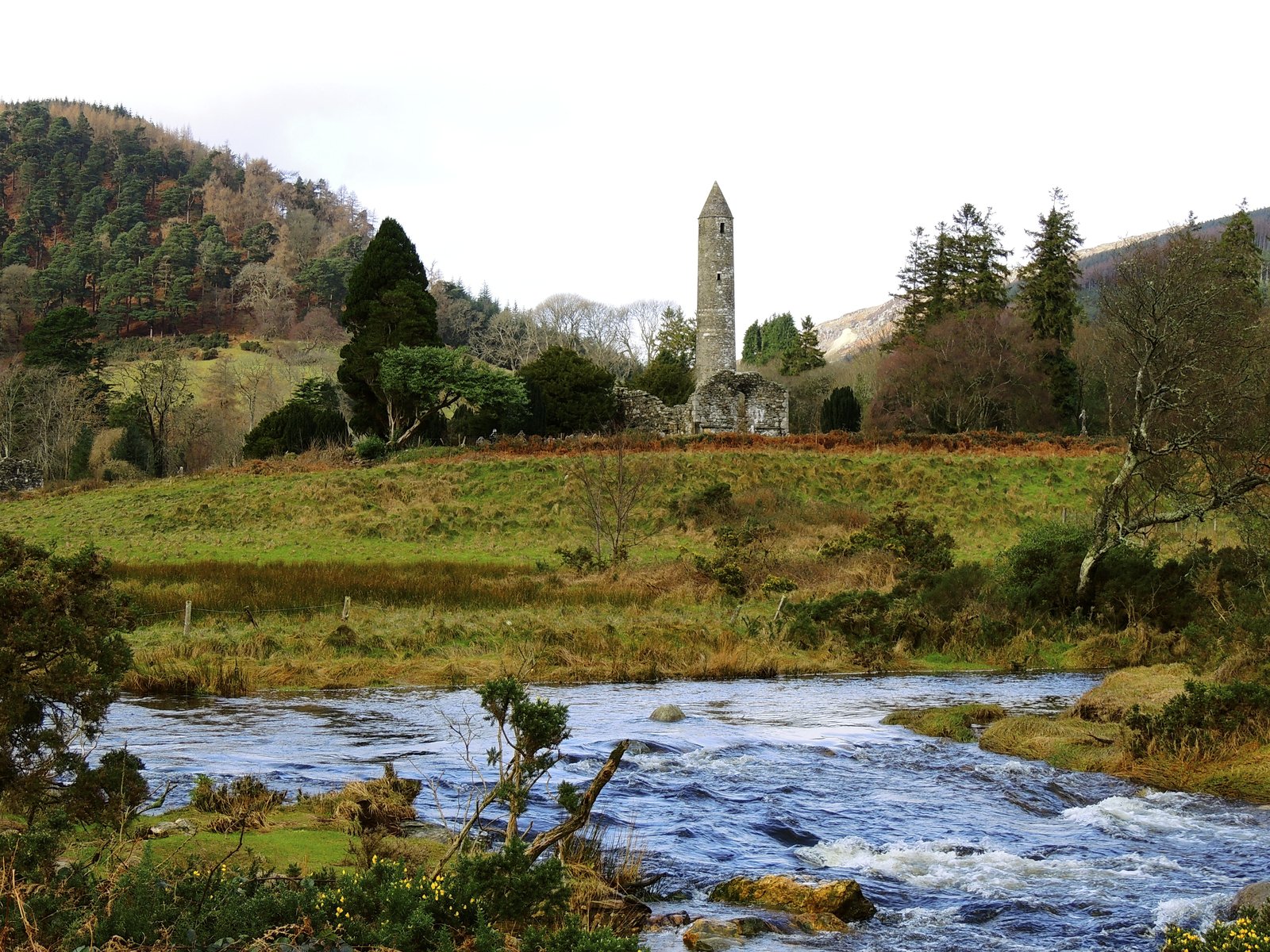 The round tower at Glendalough in the Wicklow Mountains