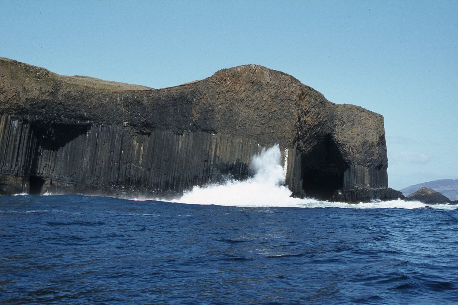 The basalt columns and sea cave of Fingal's Cave on the island of Staffa in Scotland