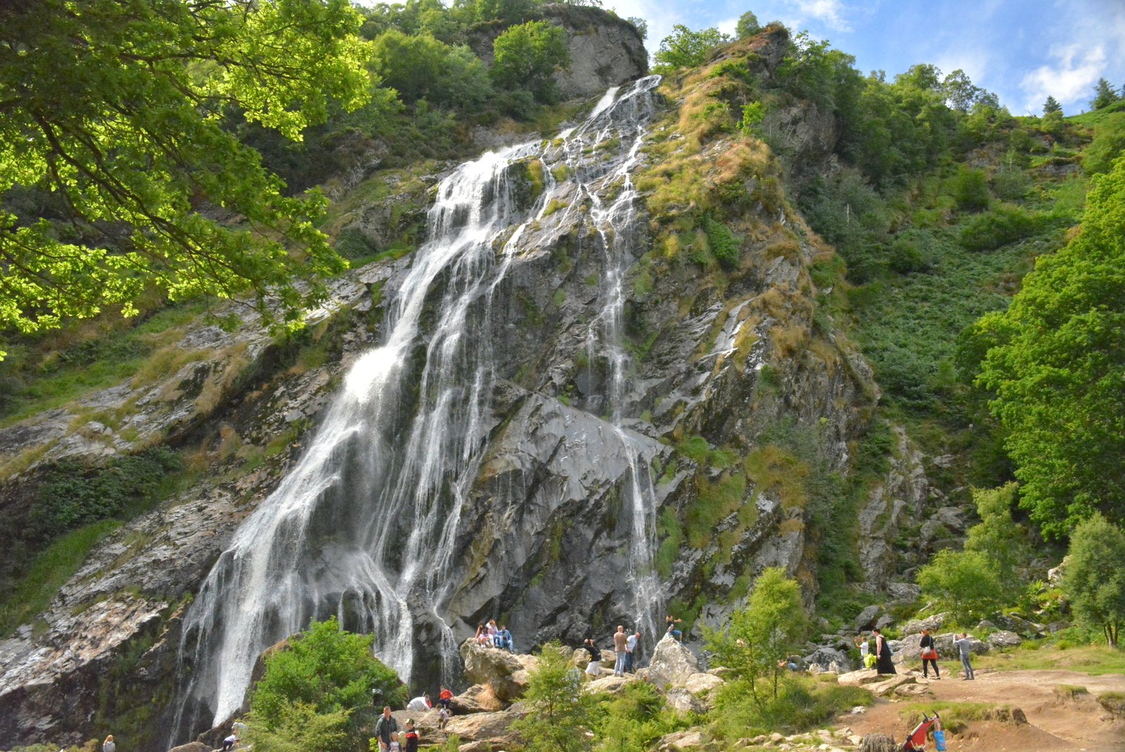 Powerscourt Waterfall dropping down the cliff in County Wicklow