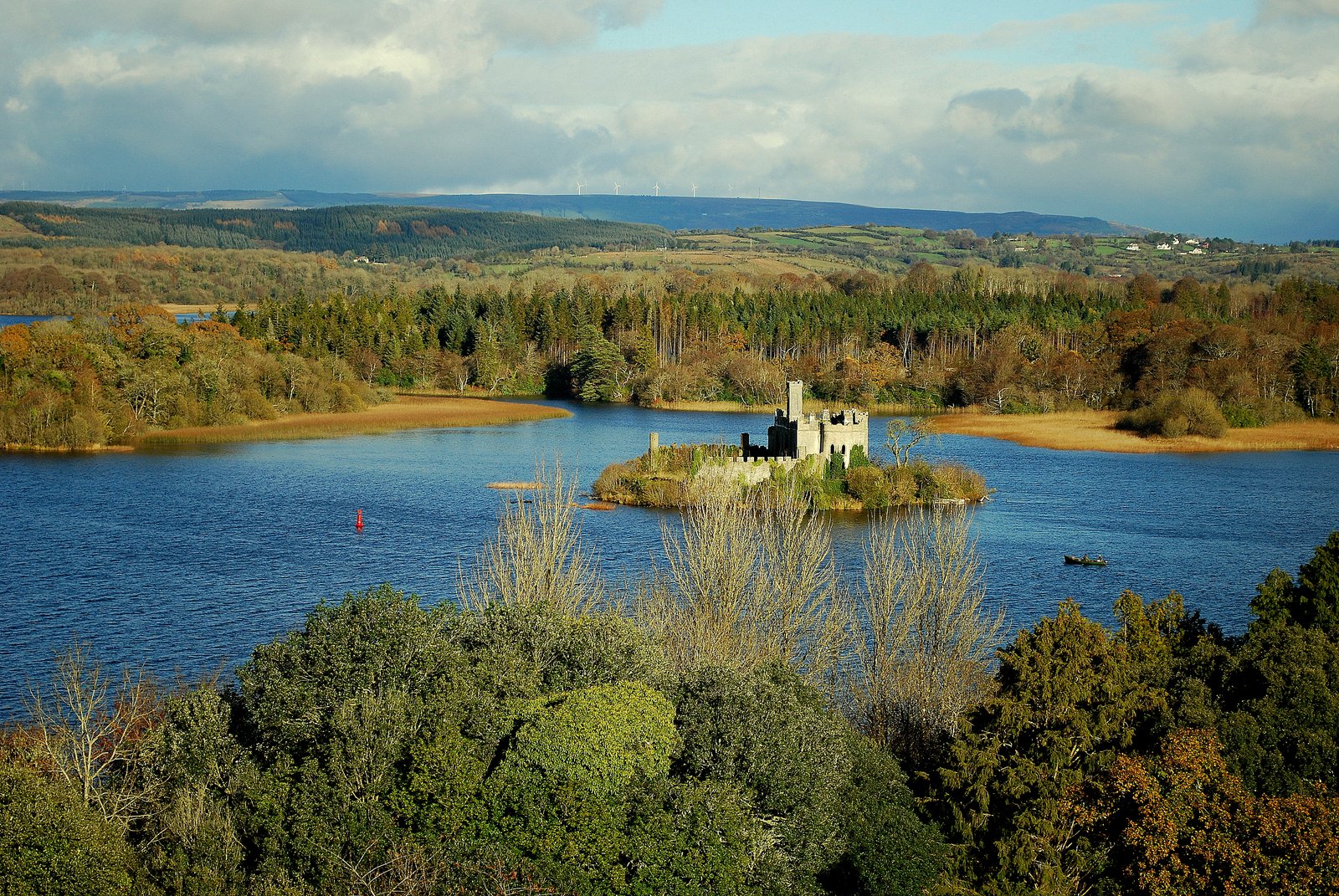 McDermott's Castle on its wooded island in Lough Key in County Roscommon