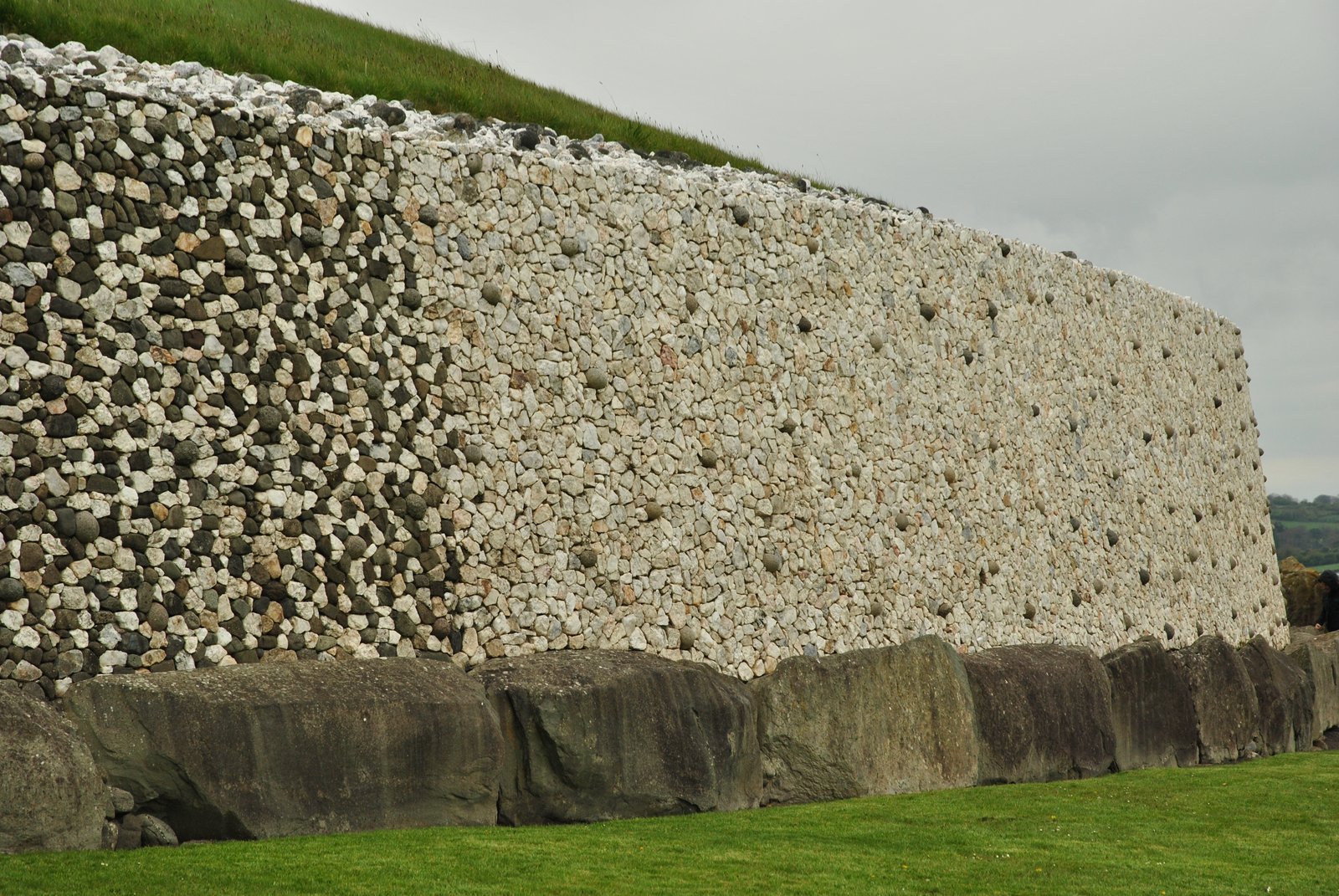 The white quartz retaining wall of Newgrange passage tomb in the Boyne Valley