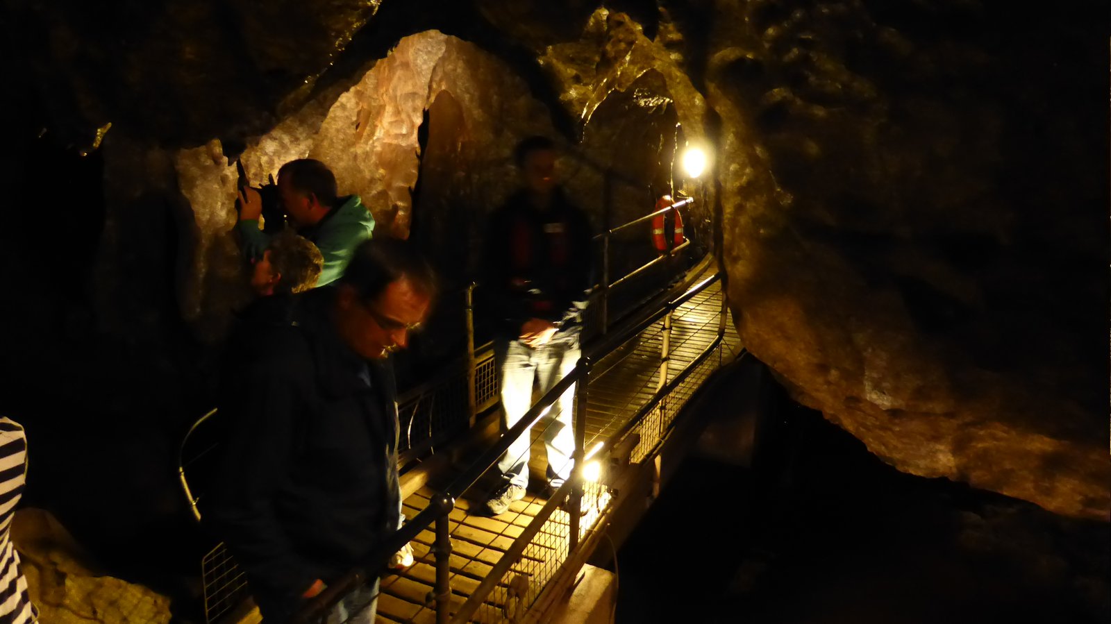 Lit limestone chamber inside the Marble Arch Caves in County Fermanagh