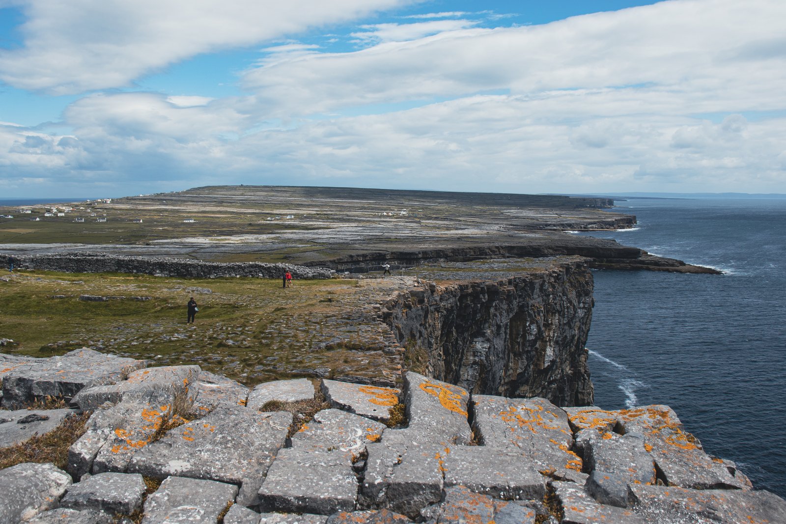 Dun Aonghasa cliff fort and dry stone walls on Inishmore, Aran Islands