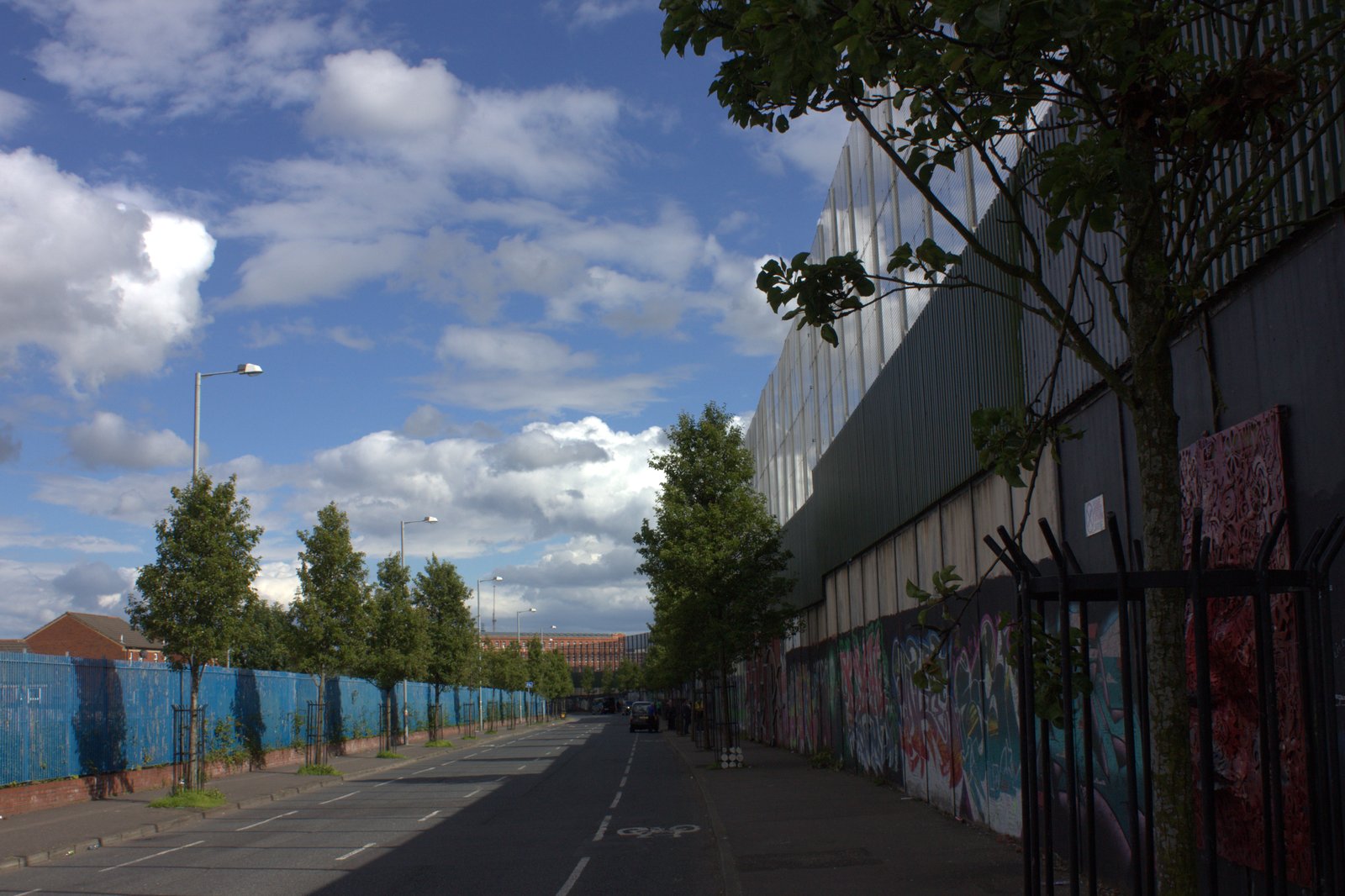 The Cupar Way peace wall dividing the Falls and Shankill in Belfast