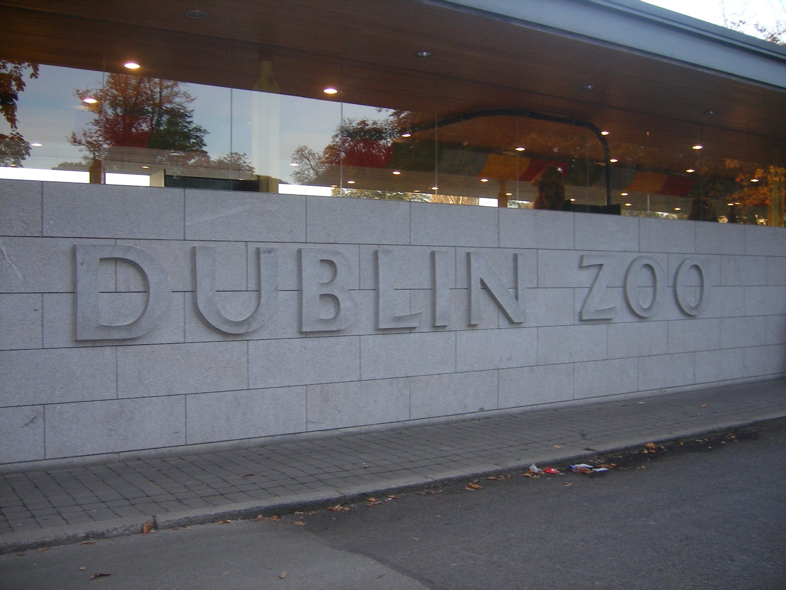 The Dublin Zoo entrance sign carved into stone