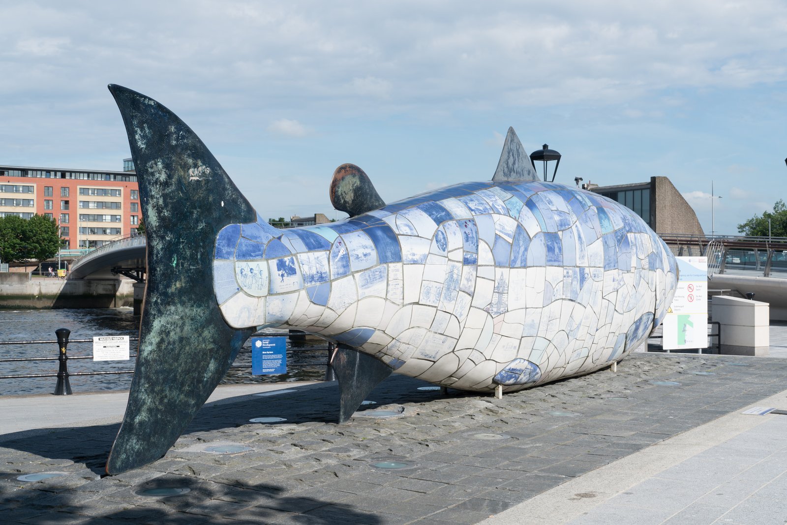 The Big Fish ceramic salmon sculpture on Donegall Quay by the River Lagan in Belfast