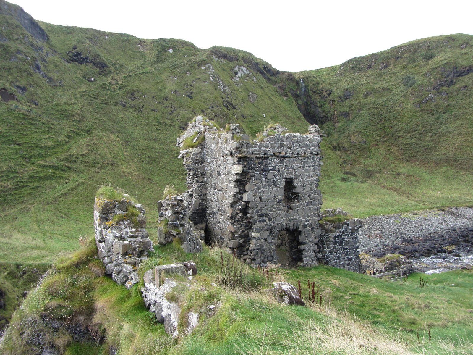 Kinbane Castle ruin on a limestone headland near Ballycastle in County Antrim
