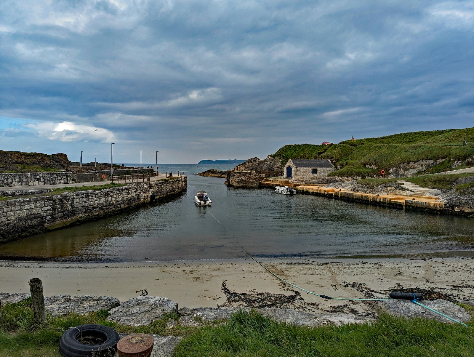 Ballintoy Harbour tucked below the cliffs on the north Antrim coast