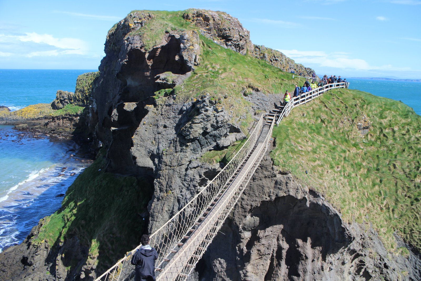 The Carrick-a-Rede rope bridge over the sea to the island