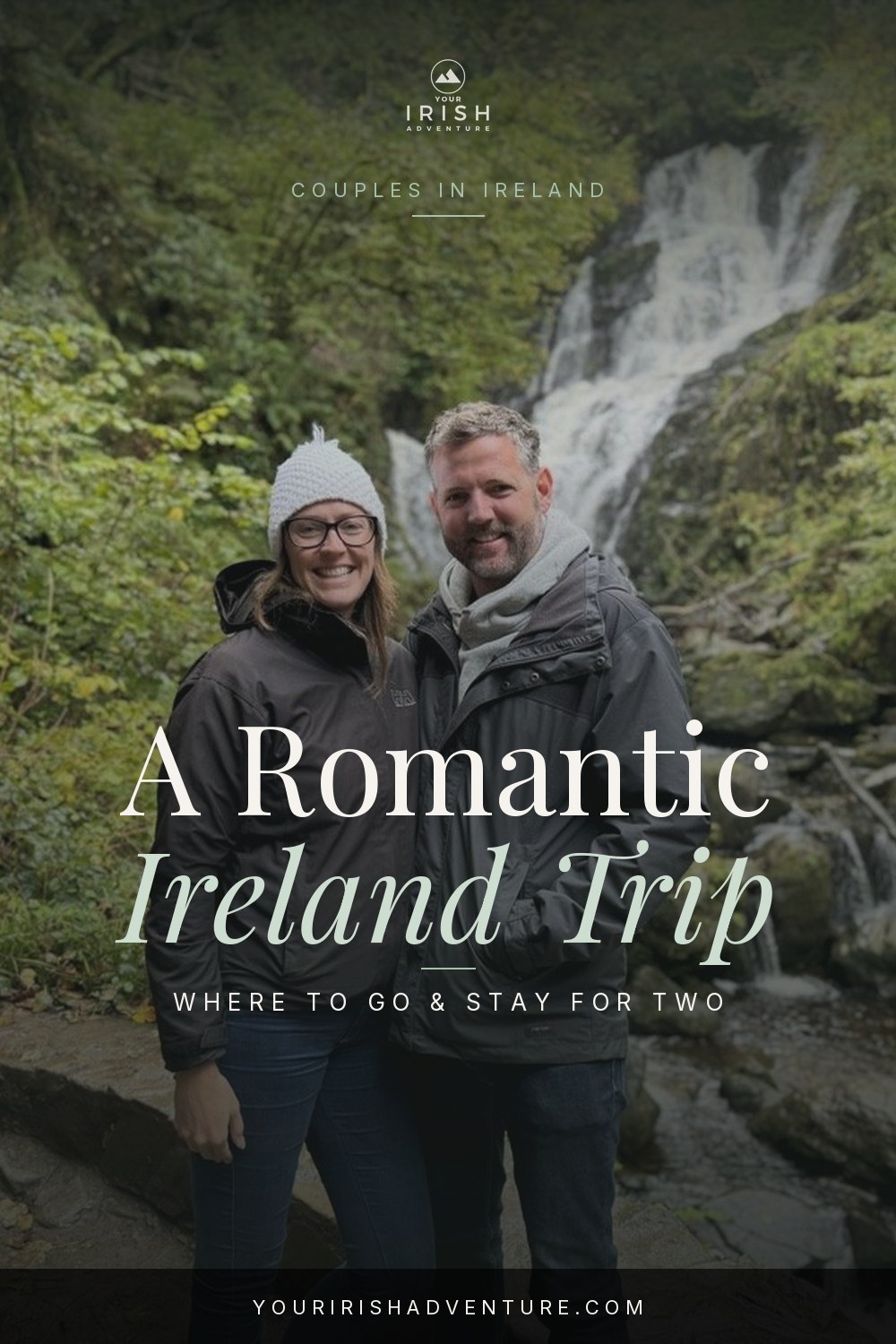 A couple at Torc Waterfall in Killarney National Park, Ireland