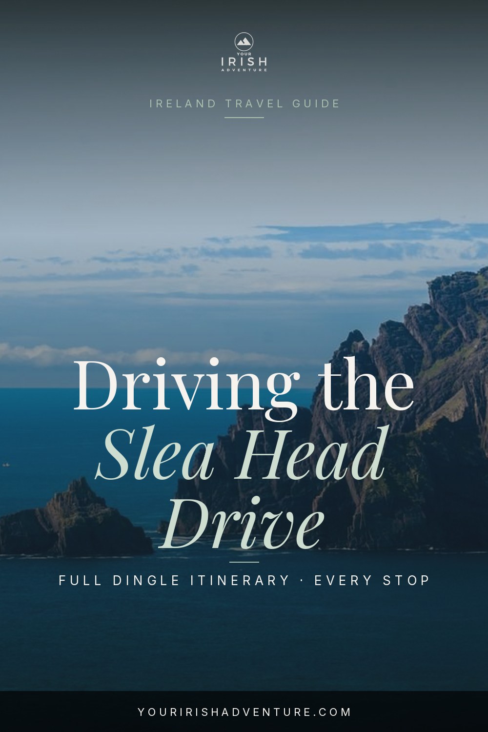 Coastal cliffs and winding road along the Slea Head Drive on the Dingle Peninsula in County Kerry