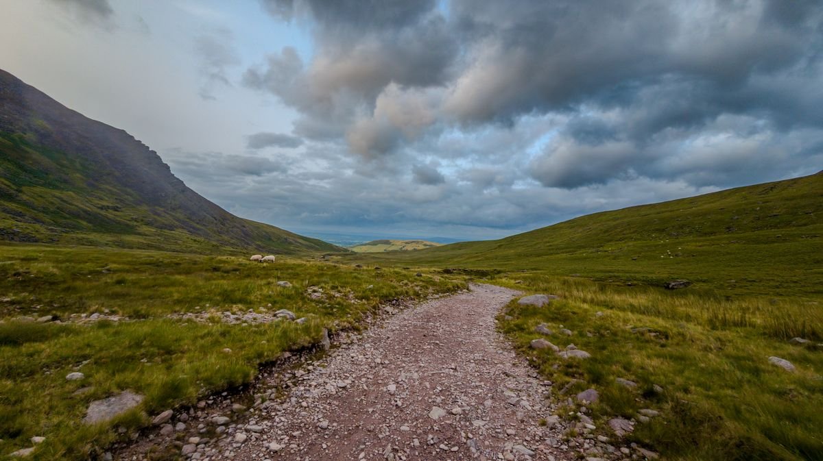 Gravel access track at the start of the Cuilcagh boardwalk walk