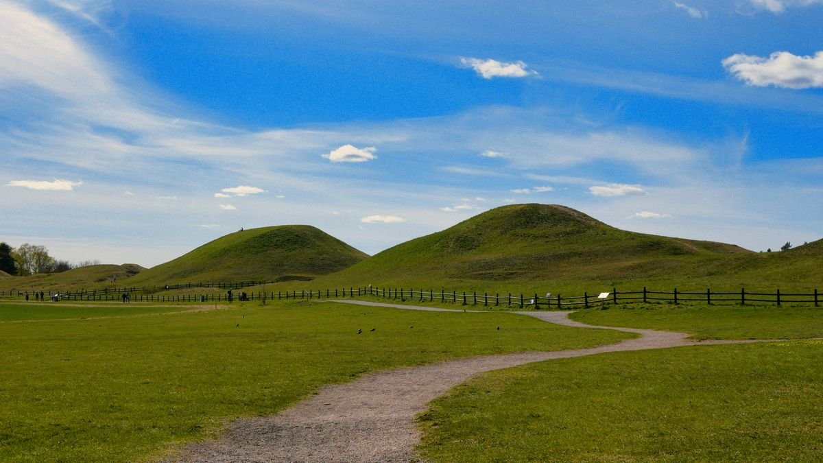 Ancient grassy burial mounds