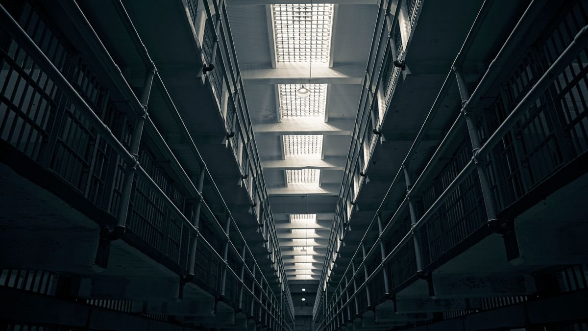Old prison cell block interior