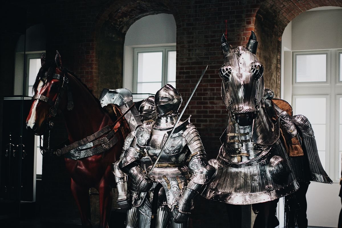 Suits of medieval armour on display at a Game of Thrones exhibition