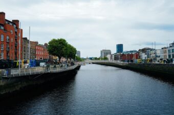 River Liffey and the Ha'penny Bridge in central Dublin