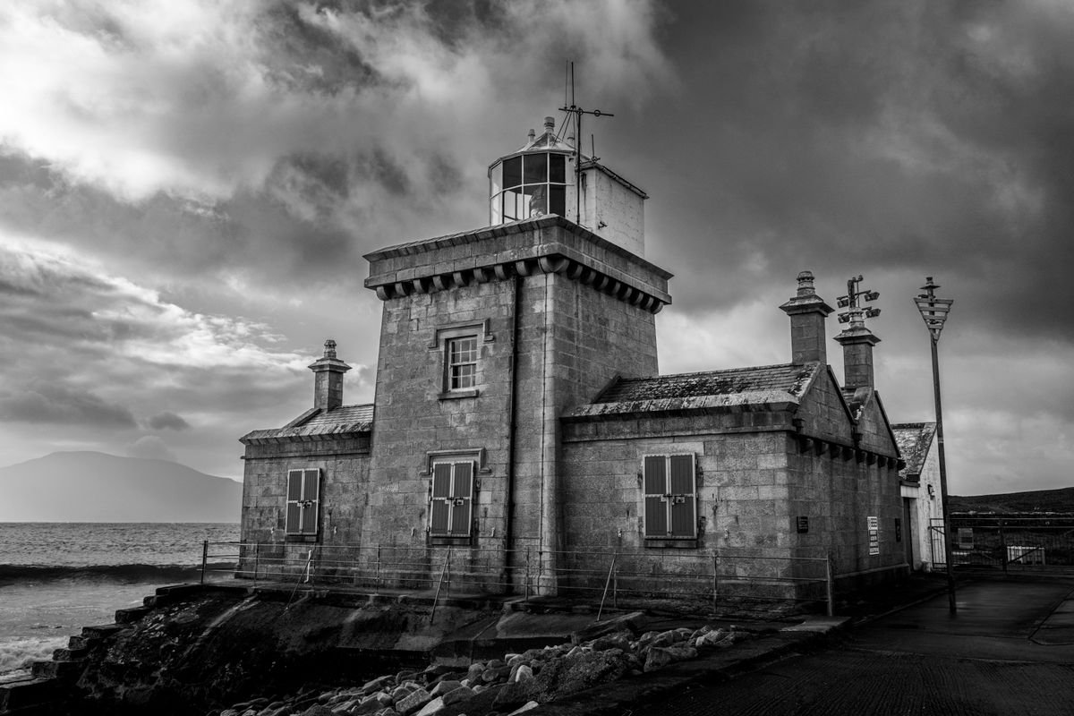 Blacksod Lighthouse, a square grey granite building in County Mayo