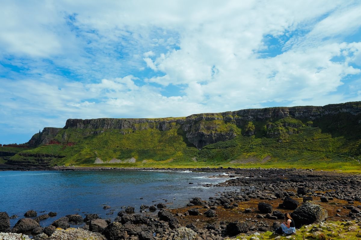 A bright summer day on the Antrim coast in Northern Ireland