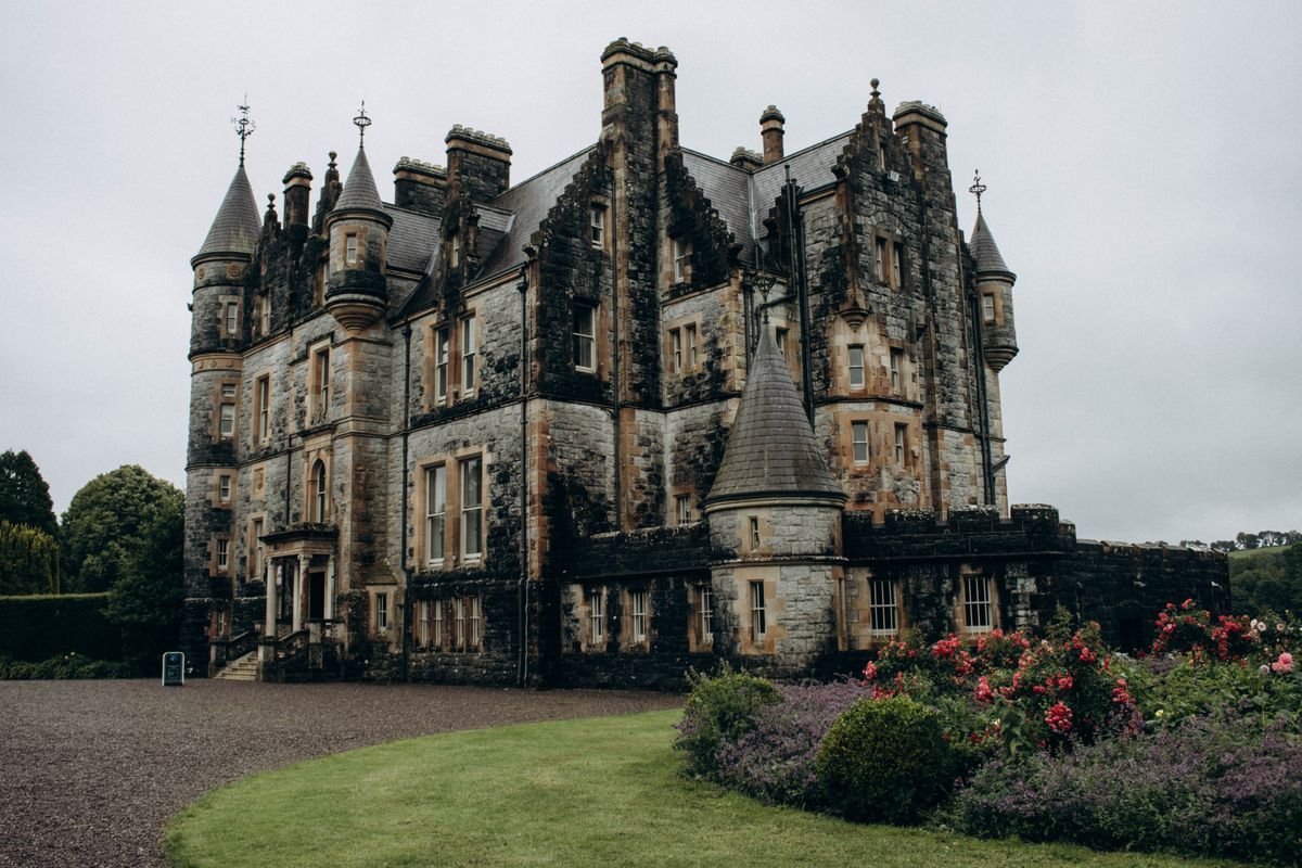 A grand Irish country-house castle with gardens