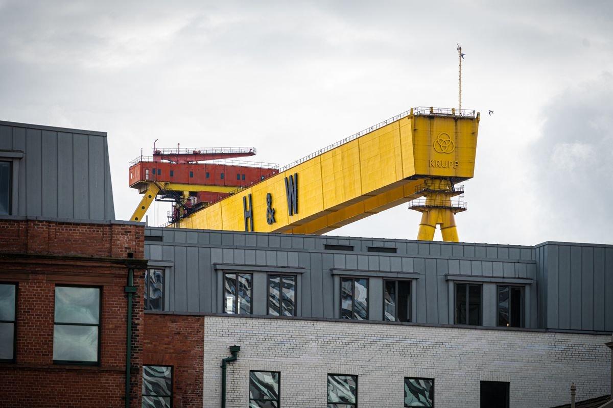 The yellow Harland and Wolff cranes on the Belfast skyline