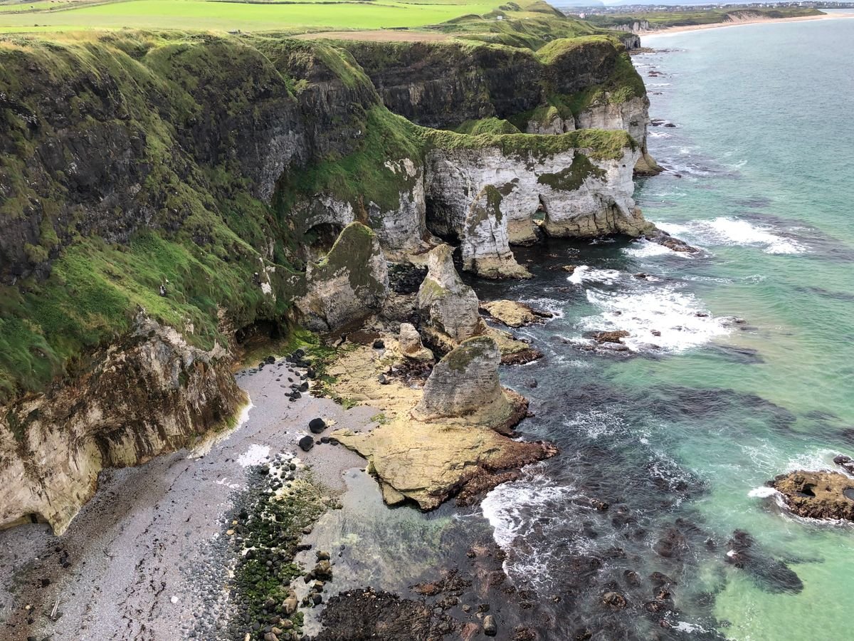 White cliffs and turquoise water on the Antrim coast in Northern Ireland