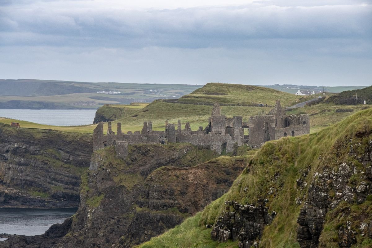 The clifftop ruin of Dunluce Castle above the sea