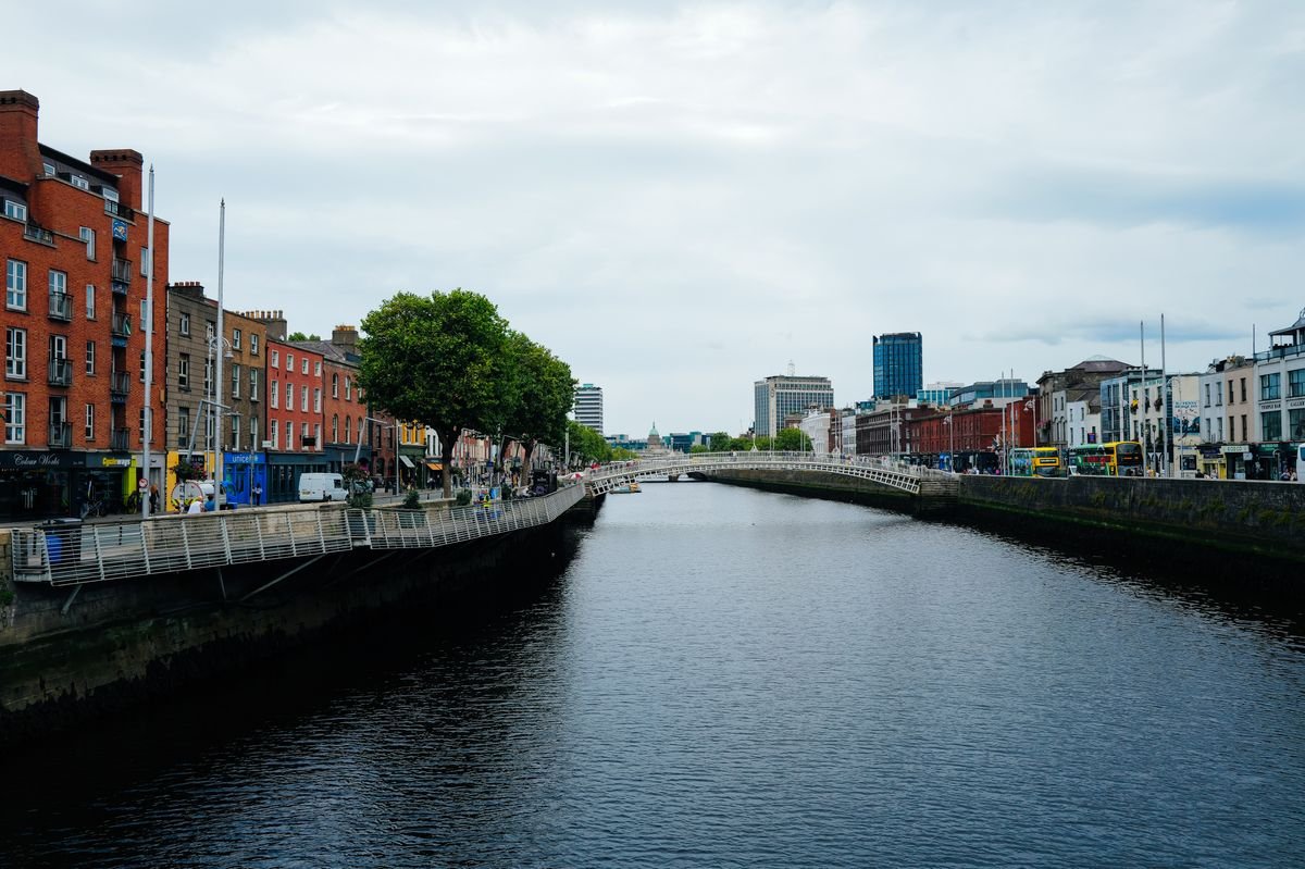 River Liffey and the Ha'penny Bridge in Dublin