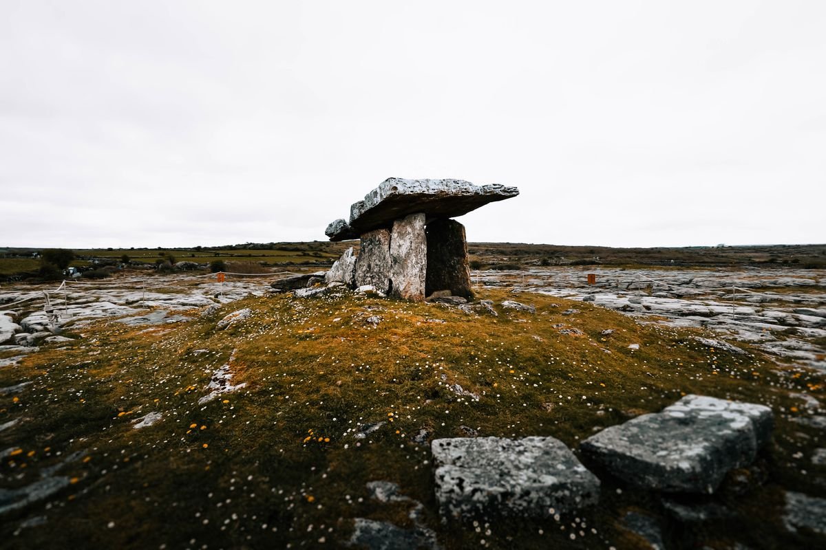 Poulnabrone Dolmen on the Burren limestone pavement