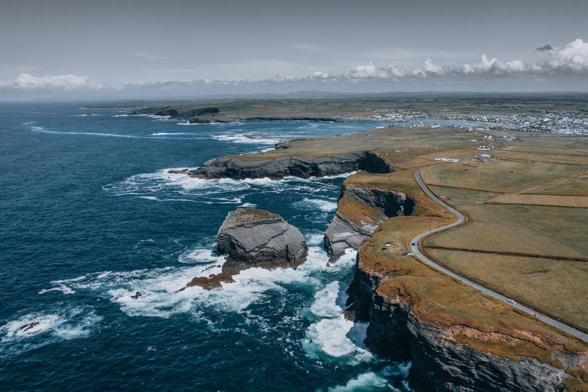 Aerial view of the Loop Head Peninsula coast in County Clare