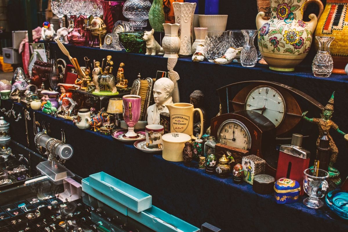 An antiques stall at St George's Market in Belfast