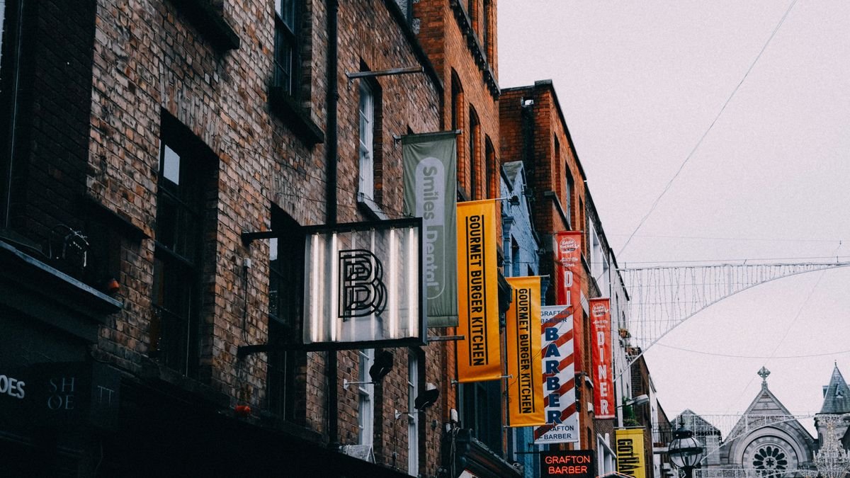Shop signage near Grafton Street in Dublin
