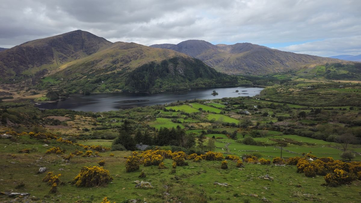 A mountain valley and lake on the Ring of Kerry