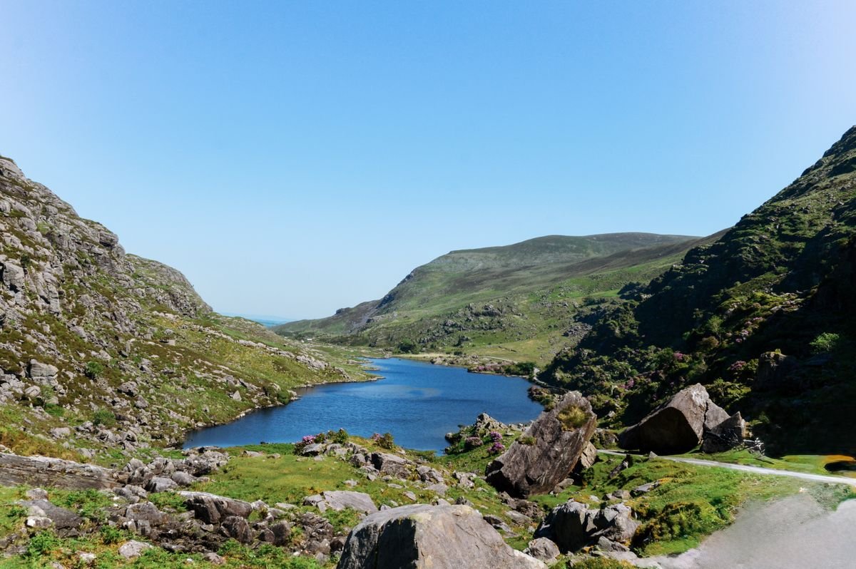 The Gap of Dunloe mountain pass and its string of lakes in County Kerry.