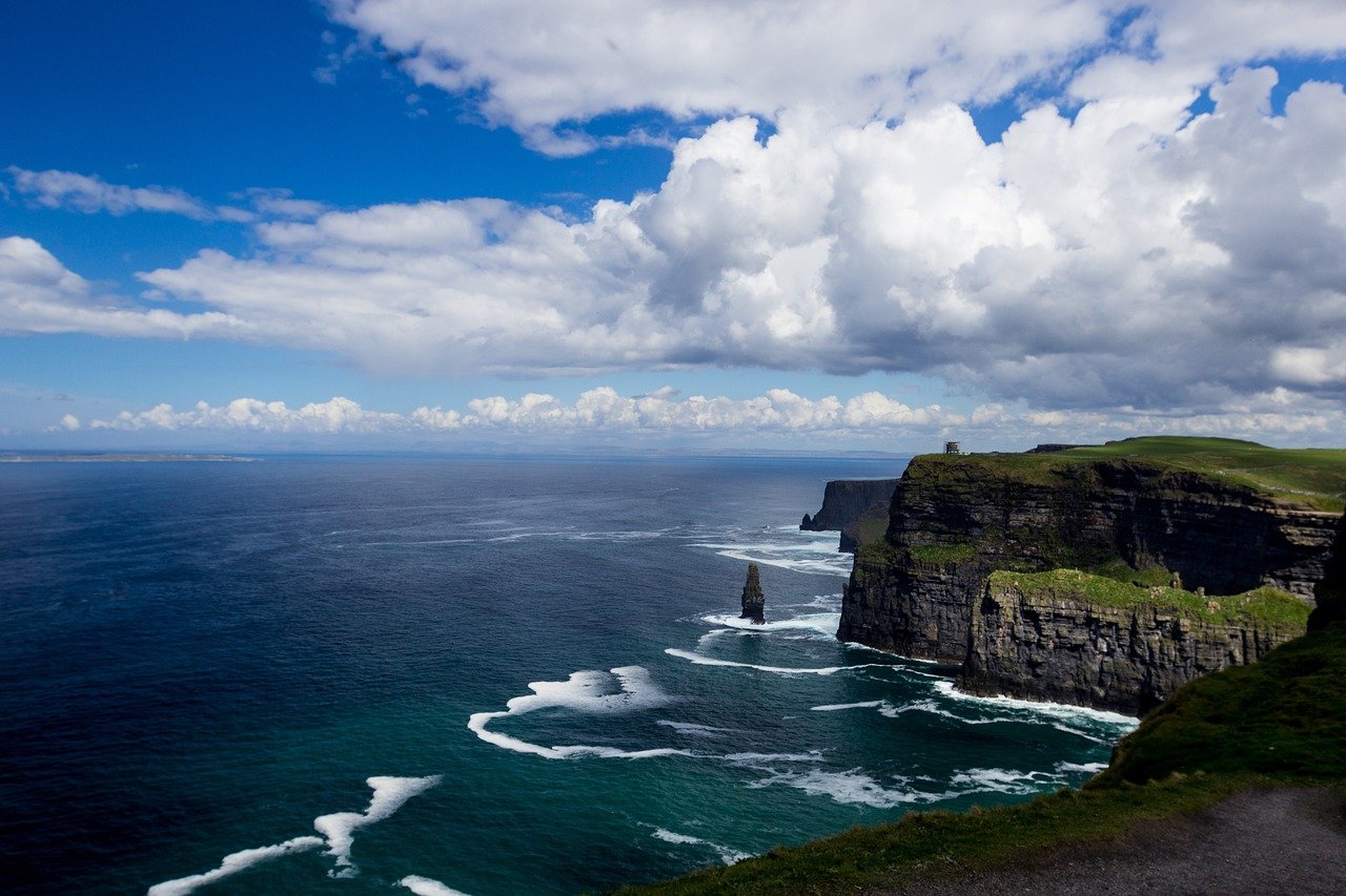 The Cliffs of Moher rising above the Atlantic in County Clare