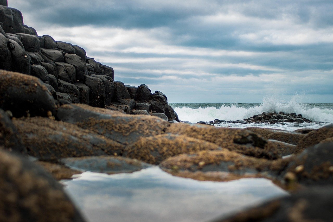 Basalt coast at the Giant's Causeway in Antrim, Northern Ireland