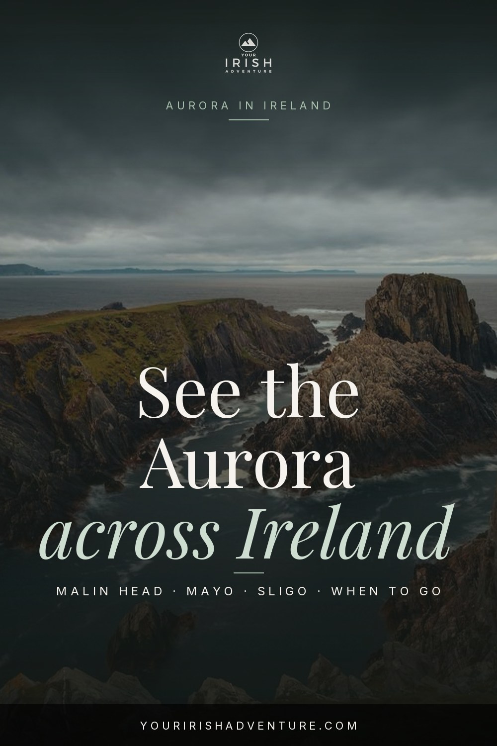 Night sky glowing with northern lights above a quiet beach on Ireland's Wild Atlantic coast
