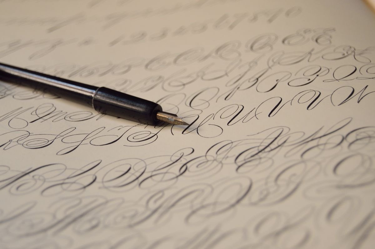 Dip pen writing on paper