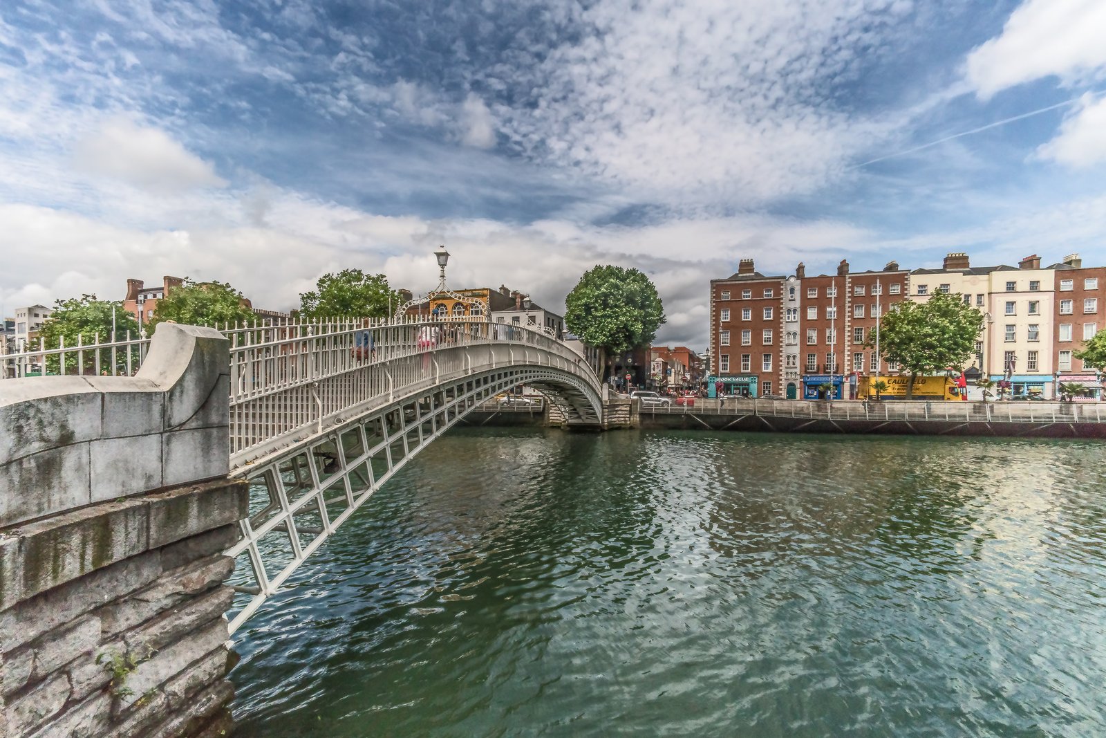 The Ha'penny Bridge over the River Liffey in Dublin