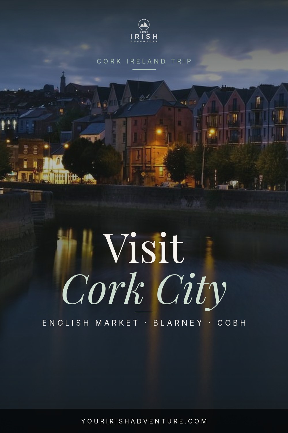 Cork City waterfront and old town with the English Market and nearby Blarney Castle in Ireland