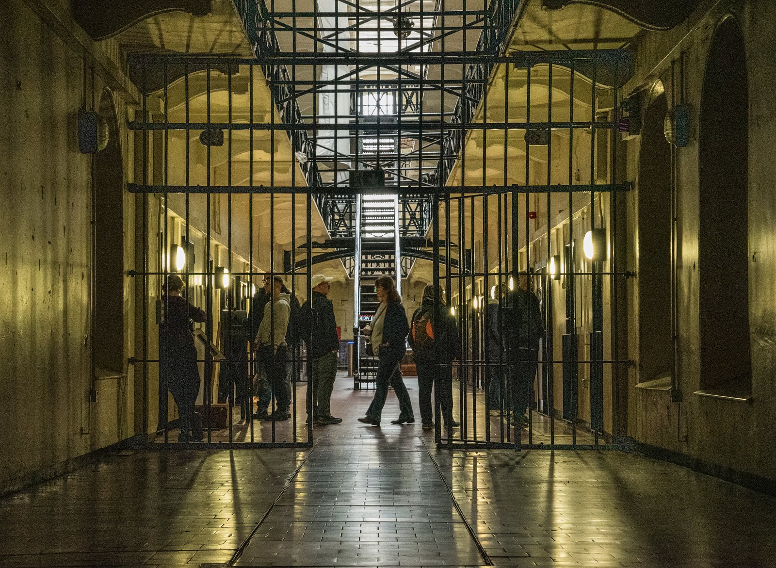 The Victorian cell wing inside Crumlin Road Gaol in Belfast on a guided tour