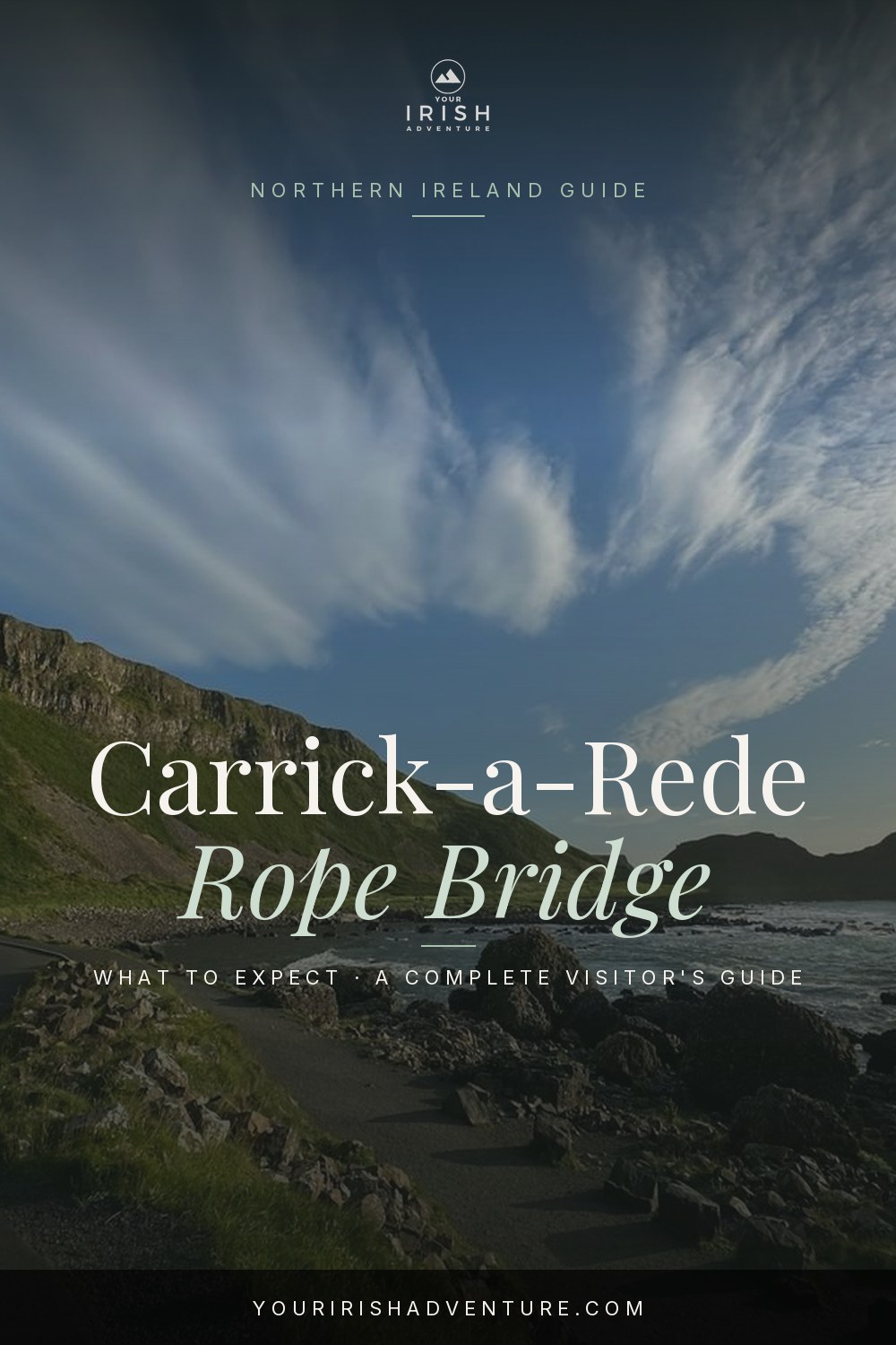 Rope bridge stretching across the sea to Carrick-a-Rede island on the Causeway Coast in County Antrim