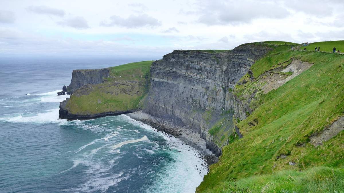 The Cliffs of Moher dropping straight into the Atlantic in County Clare, Munster