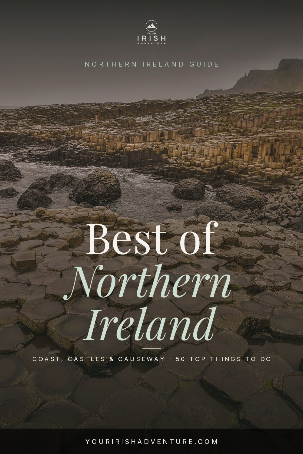 Basalt columns of the Giant's Causeway on the Northern Ireland coast at golden hour