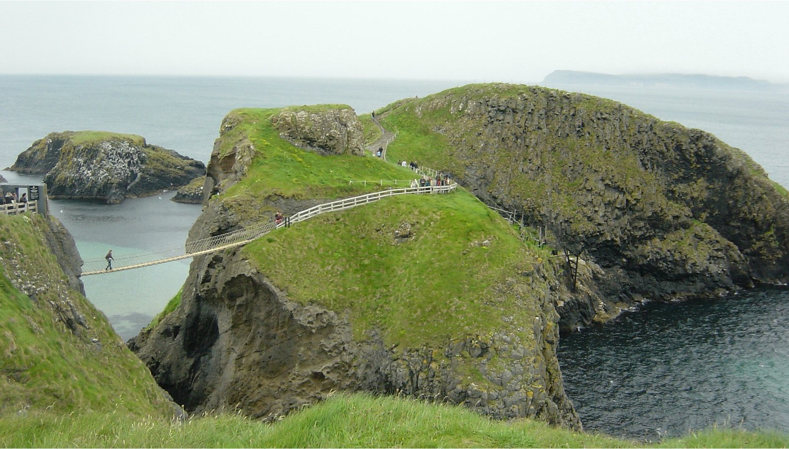 The Carrick-a-Rede rope bridge between the mainland and a small island