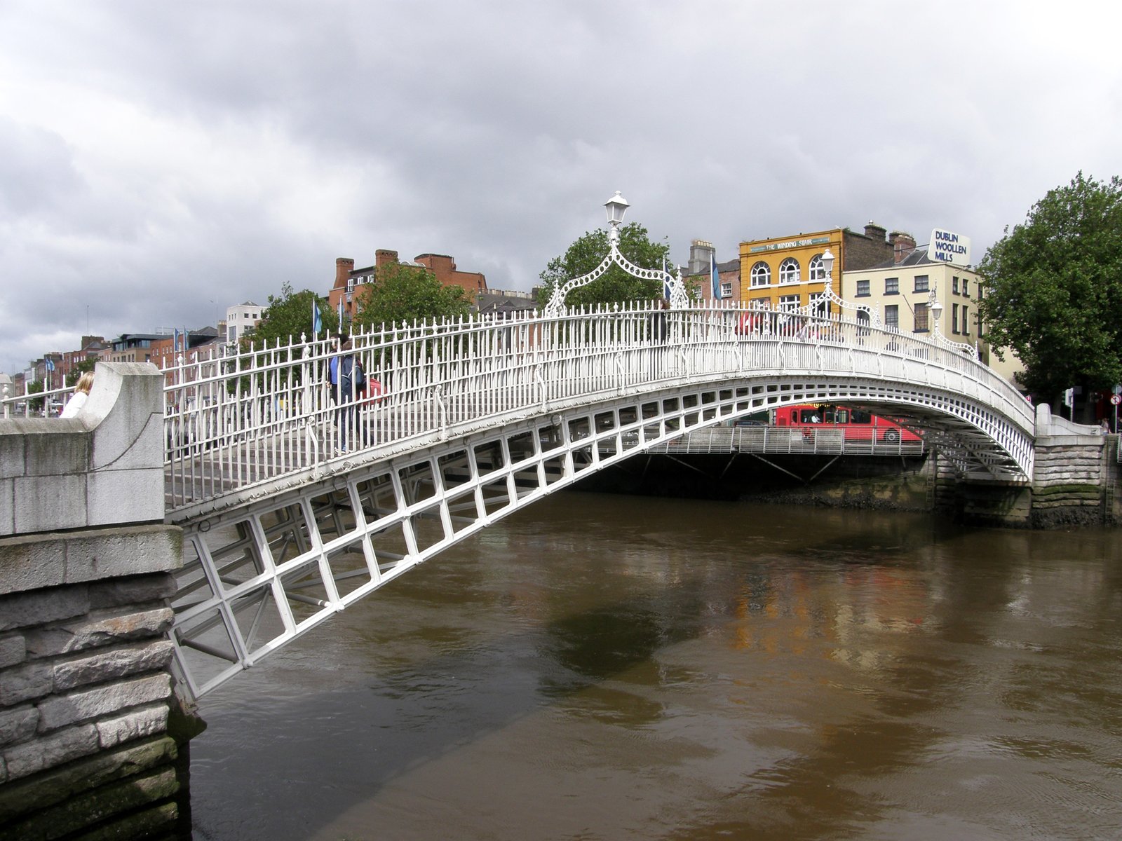 The Ha'penny Bridge over the River Liffey in central Dublin